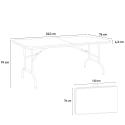 Conjunto mesa rectangular 240x76 con 10 sillas plegables para camping y jardín Rushmore Características