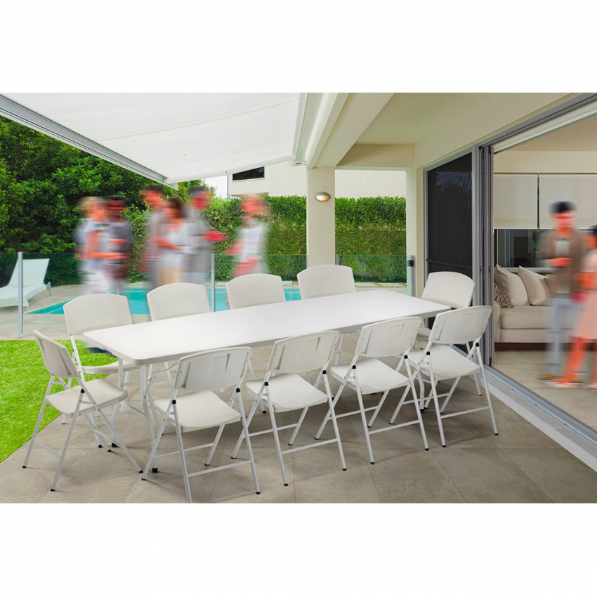  Mesa plegable 242x76 para jardín y camping rectangular MULHACÉN Promoción 