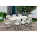 Conjunto de mesa rectangular de 200x90 con 8 sillas plegables para jardín Davos Venta