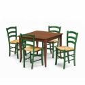 Set 4 sillas y mesa interior bar cocina cuadrado 80x80 madera Rusty Modelo