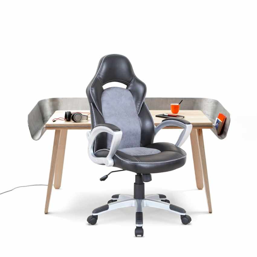  Silla gamer y de oficina ergonómica de polipiel con diseño deportivo Racer Evolution Promoción 