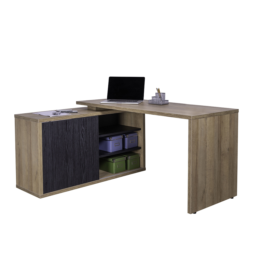 Alameda Escritorio de esquina con extensión lateral de diseño de madera