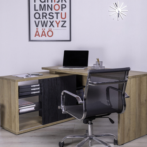 Escritorio angular 150x120cm oficina de estudio de madera de diseño moderno Alameda