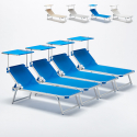 4 Tumbonas de Aluminio para Playa con Toldo Ajustable Nettuno Stock