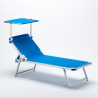 4 Tumbonas de Aluminio para Playa con Toldo Ajustable Nettuno 