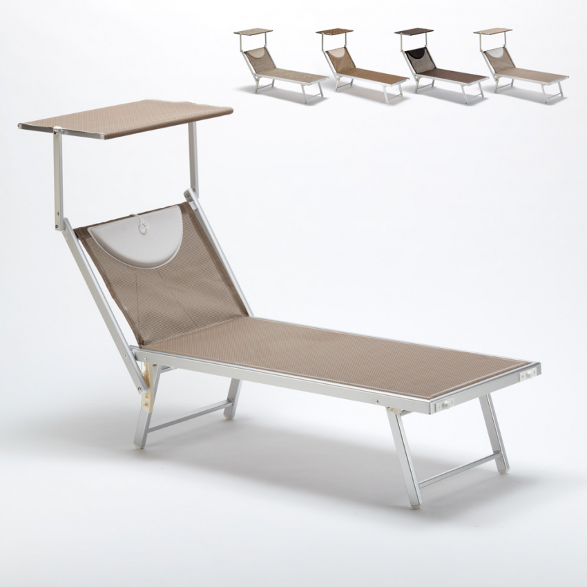 Tumbonas plegables de aluminio con parasol para playa - Santorini Limited Edition Descueto