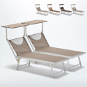 2 Tumbonas plegables de aluminio con parasol para playa - Santorini Limited Edition Promoción