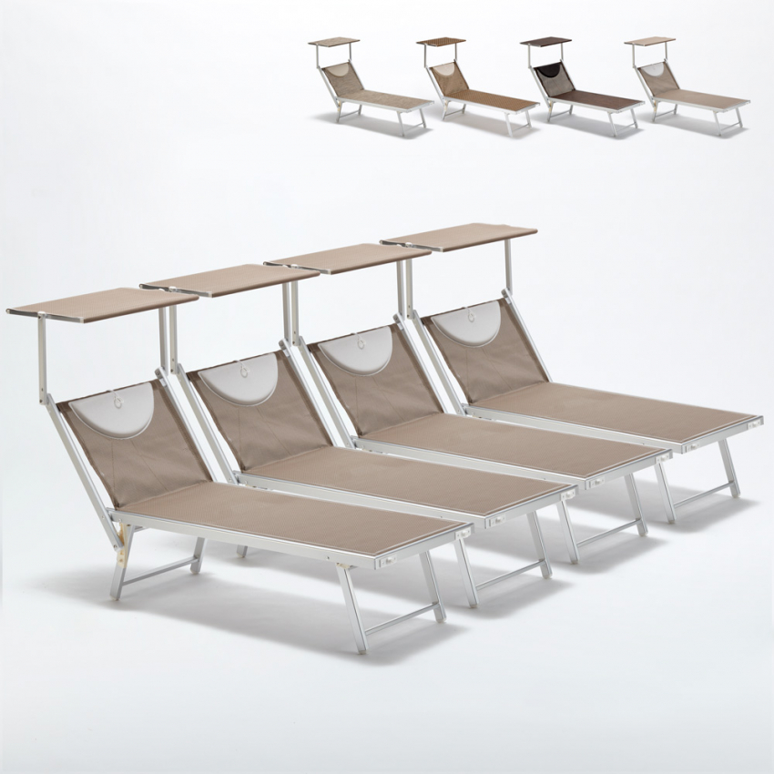 4 Tumbonas plegables de playa en aluminio Santorini Limited Edition Modelo 4 Tumbonas plegables de playa en aluminio Santorini Limited Edition Modelo
