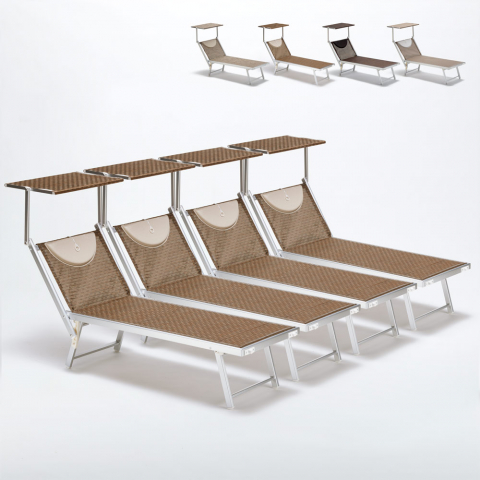 4 Tumbonas plegables de playa en aluminio Santorini Limited Edition