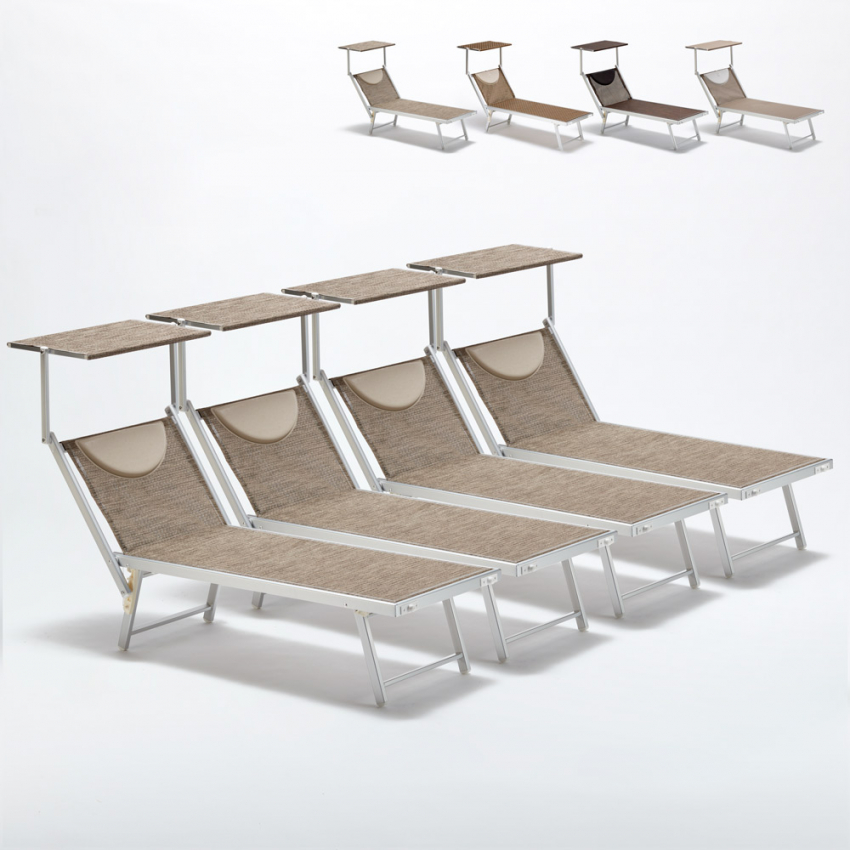 4 Tumbonas plegables de playa en aluminio Santorini Limited Edition Características
