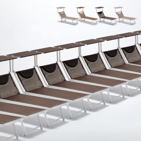 20 Tumbonas plegables de aluminio con parasol para playa - Santorini Limited Edition Promoción