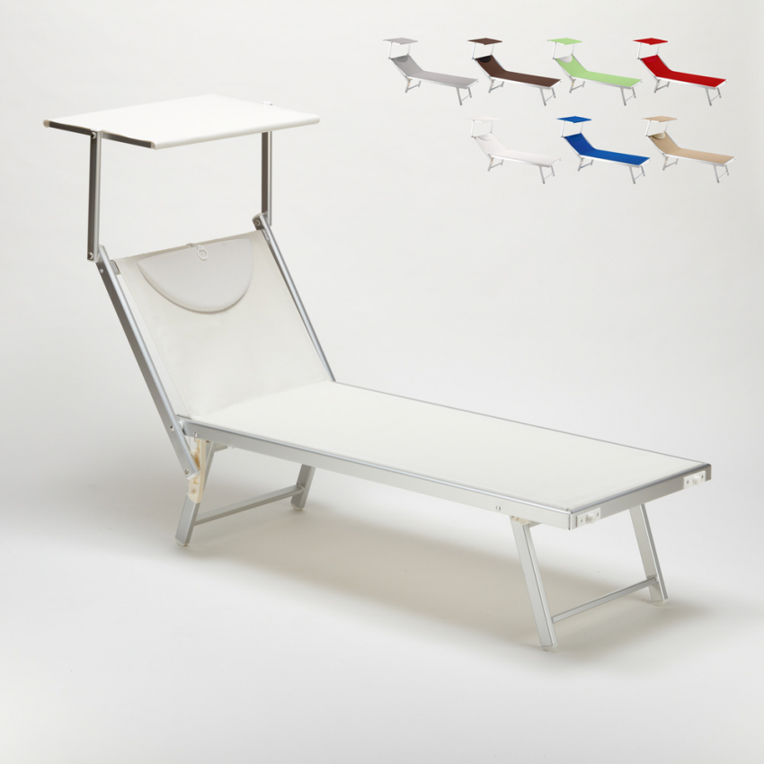 Tumbona plegable de aluminio con parasol para playa - Santorini 