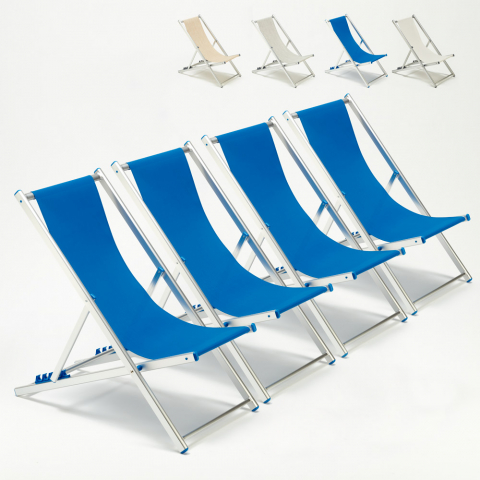 Hamacas Sillas de playa y piscina Aluminio ergonómicas Riccione 4 piezas
