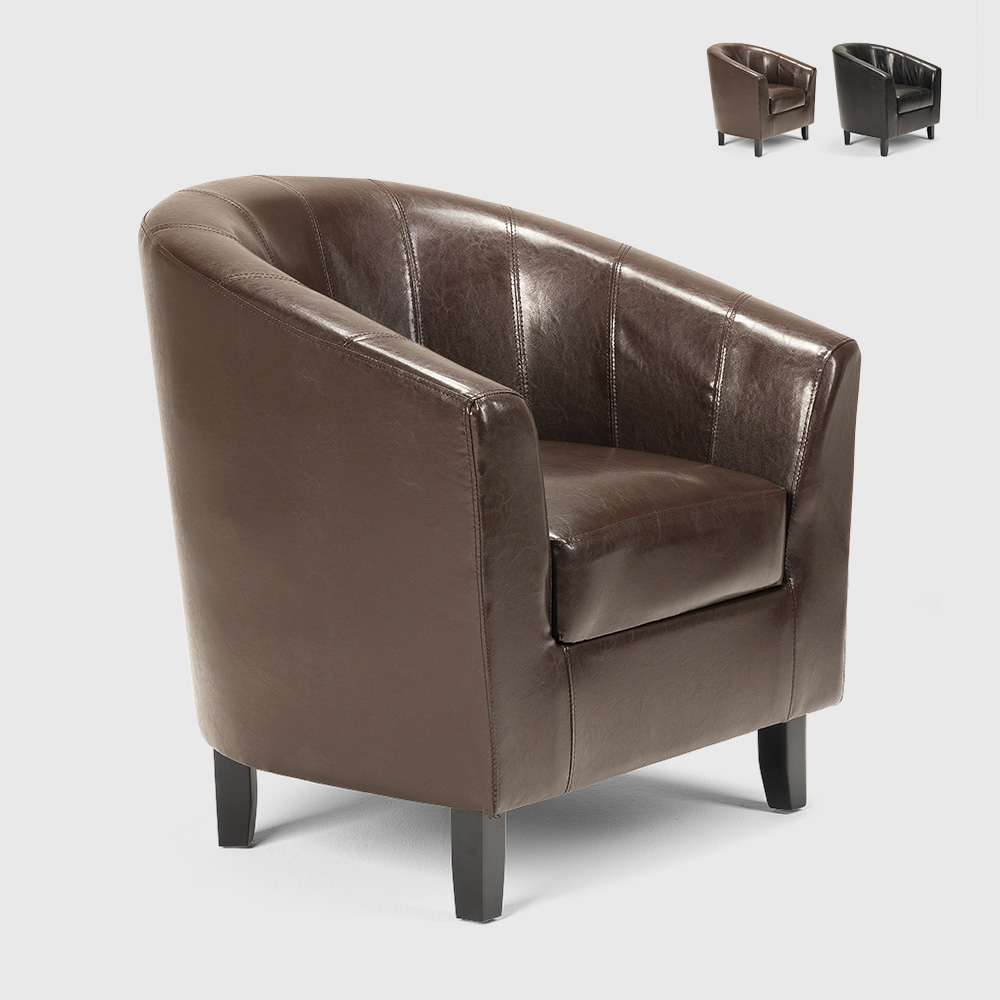 Sillón club de diseño clásico en polipiel para salón, oficina o sala de espera Seashell