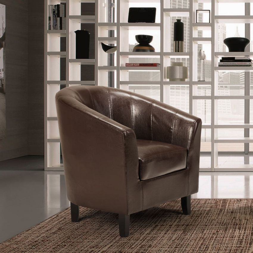 Sillón club de diseño clásico en polipiel para salón, oficina o sala de espera Seashell Promoción