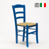 Silla Comedor Rústica Madera Asiento Artesanal Para Cocina Bar y Taberna Paesana 