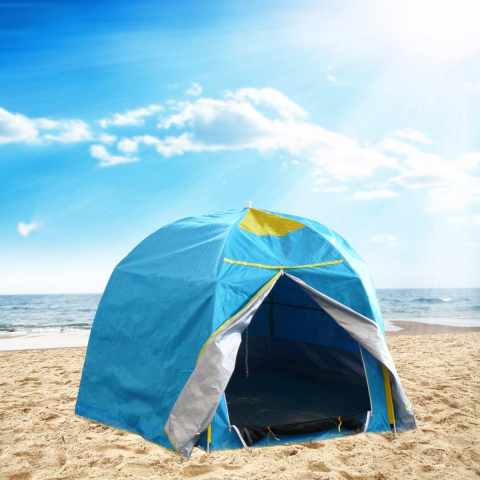 Tienda de playa 2 plazas parasol campaña camping protección uv antiviento