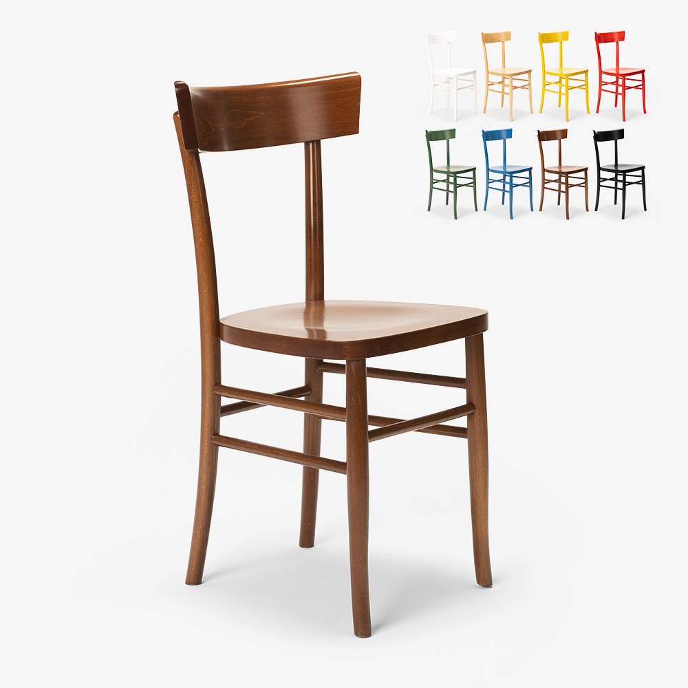 Silla de madera rústica clásica para comedor cocina bar restaurante Milano