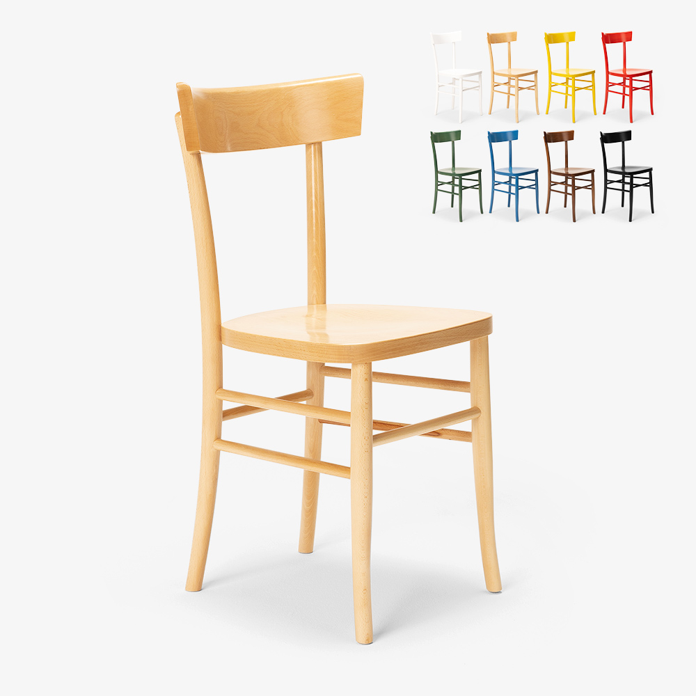 Silla de madera rústica clásica para comedor cocina bar restaurante Milano