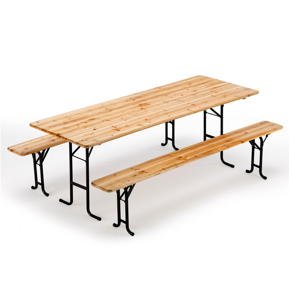 10 Conjunto Mesa y Bancos de Madera Eventos y Jardín 220x80