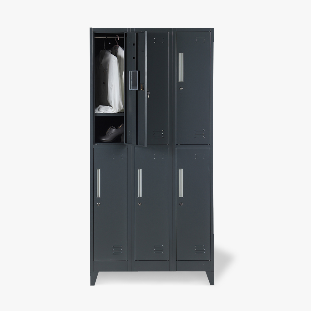Armario con 6 compartimentos 90x45 H180 para vestuario con cerradura Etna