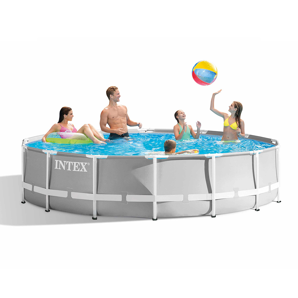 Piscina desmontable y elevada Intex 26720 Prism Frame Redonda de 427x107 cm, resistente y fácil de montar, ideal para disfrutar