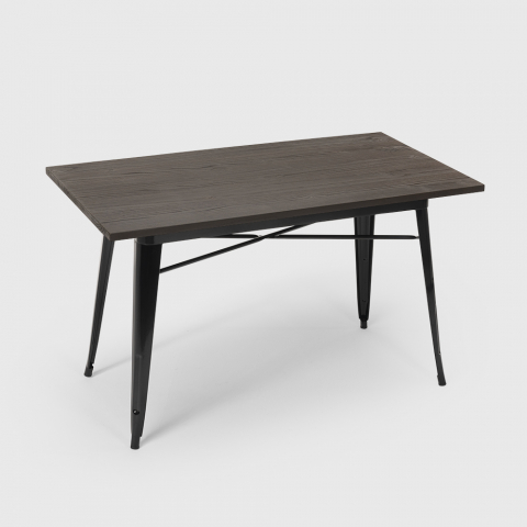 mesa de comedor industrial 120x60 design metal madera rectangular caupona Promoción
