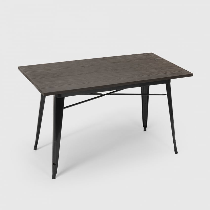 mesa de comedor industrial 120x60 design metal madera rectangular caupona Promoción