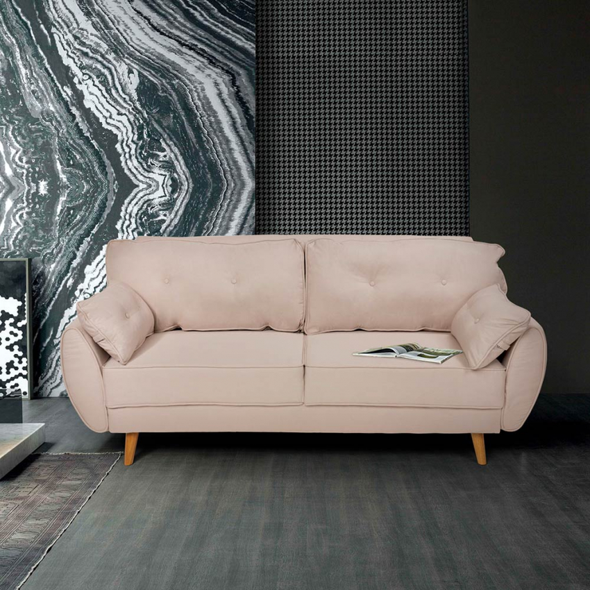 Sofá cama reclinable de diseño nórdico clic clac 3 plazas en tejido Fortaleza Stock