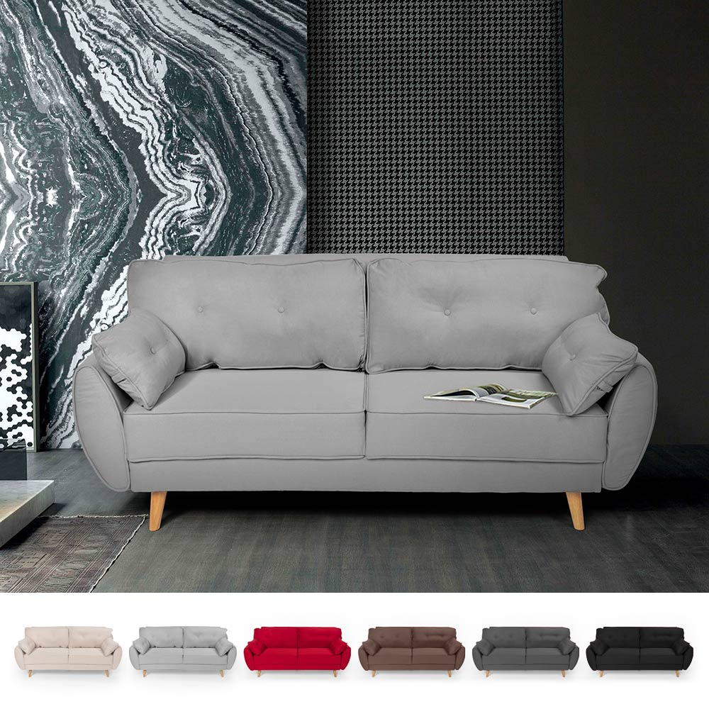 Sofá cama reclinable de diseño nórdico clic clac 3 plazas en tejido Fortaleza