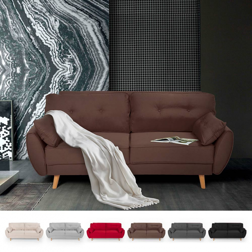 Sofá cama reclinable de diseño nórdico clic clac 3 plazas en tejido Fortaleza 