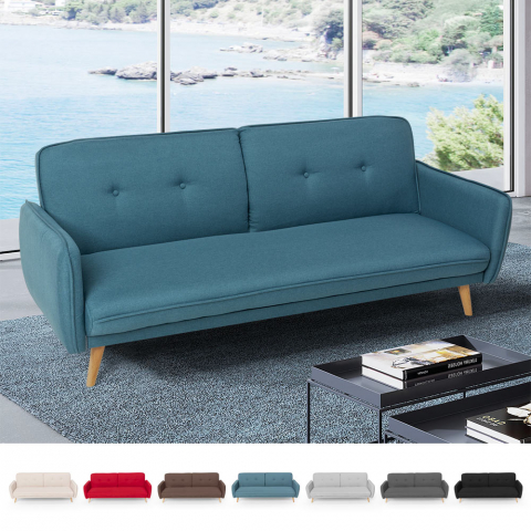 Sofá cama reclinable de diseño nórdico clic clac 3 plazas tejido Merida