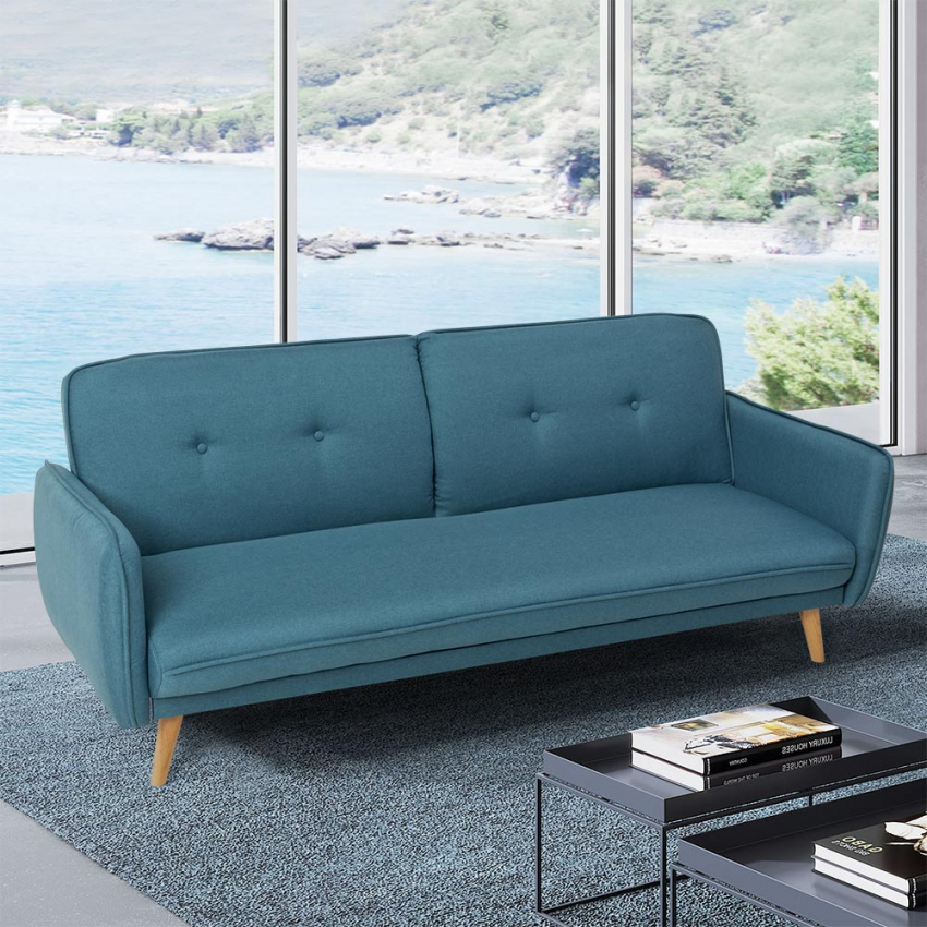 Merida Sofá cama 3 plazas reclinable de diseño nórdico clic clac en tejido