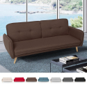 Sofá cama reclinable de diseño nórdico clic clac 3 plazas tejido Merida 