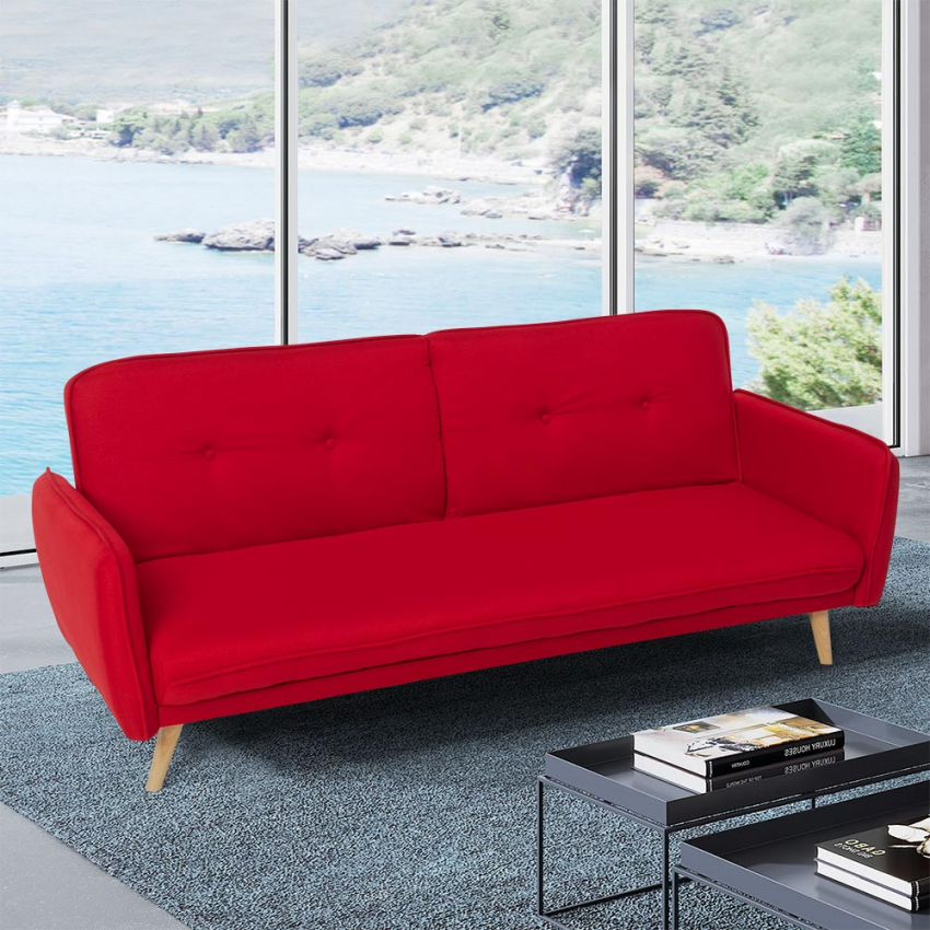 Sofá cama reclinable de diseño nórdico clic clac 3 plazas tejido Merida