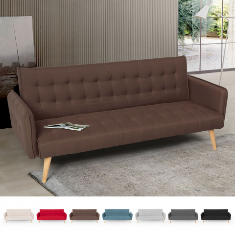 Sofá cama clic clac de 3 plazas en tejido, reclinable Malibu