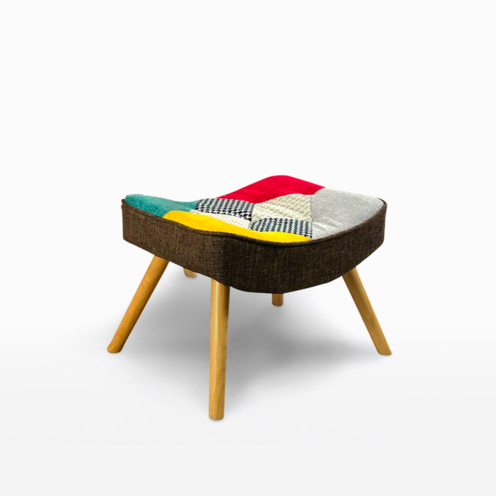 Puff Reposapiés patchwork de diseño moderno Solum