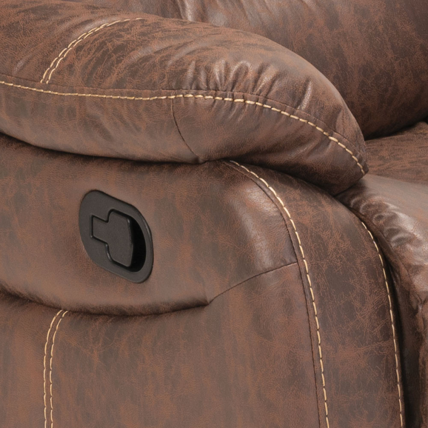 Sofá relax reclinable manual polipiel marrón PONDECOR