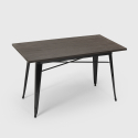conjunto de mesa rectangular 120 x 60 con 4 sillas en acero y madera industrial estilo ralph 