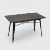 conjunto de mesa rectangular 120 x 60 con 4 sillas en acero y madera industrial estilo Lix ralph 
