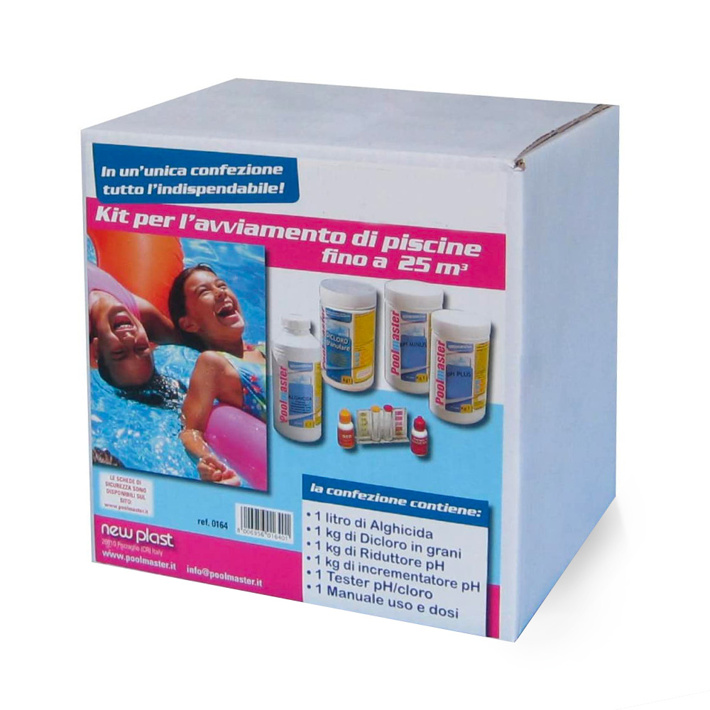 Kit de inicio con dicloro pH menos algicida y más medidor de pH / cloro