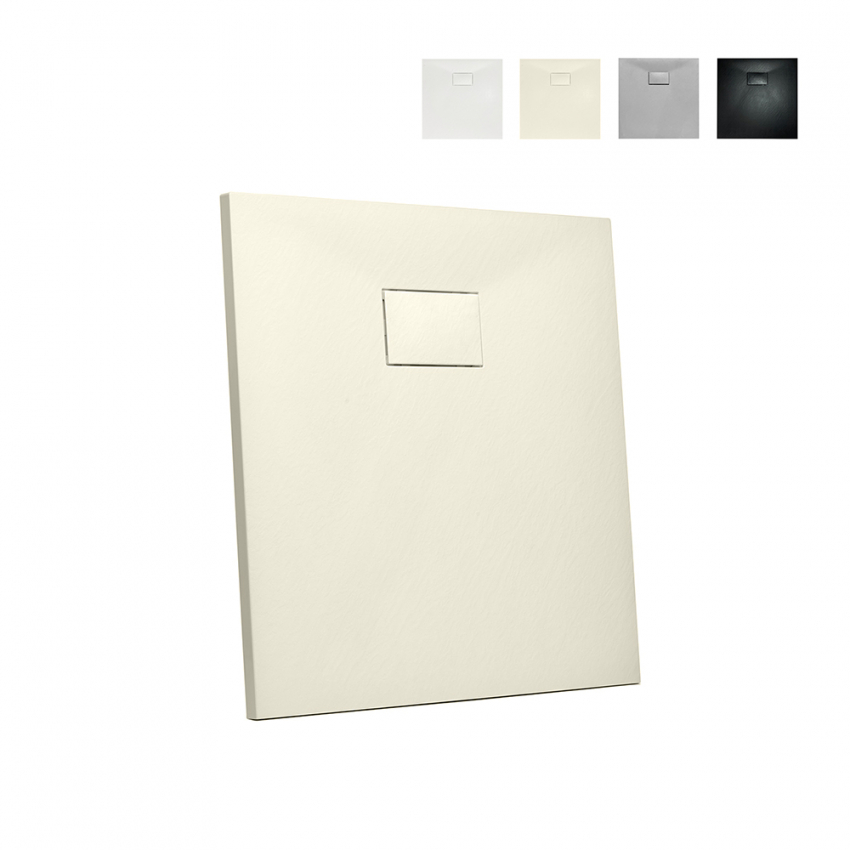 Plato de ducha cuadrado 80x80 a ras de suelo en resina Stone Plato de ducha cuadrado 80x80 a ras de suelo en resina Stone