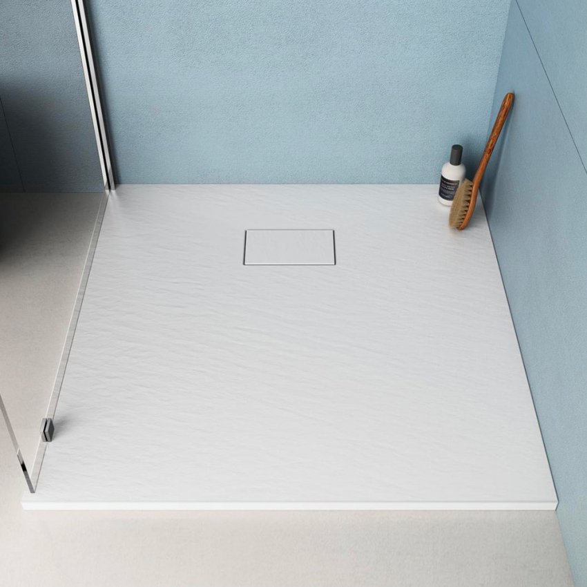 Plato de ducha cuadrado 90x90 a ras de suelo en resina baño moderno Stone Promoción