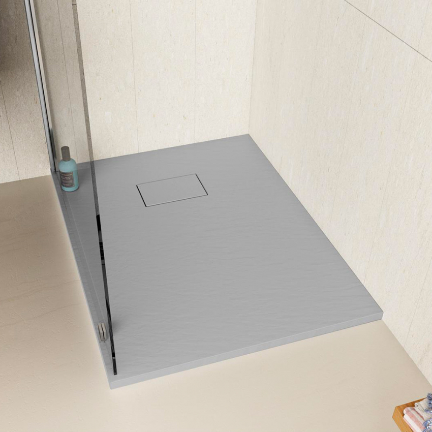 Plato de ducha rectangular a ras de suelo de resina 90x70 Stone Promoción