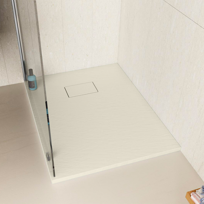 Plato de ducha a ras de suelo rectangular de resina 100x70 Stone Promoción