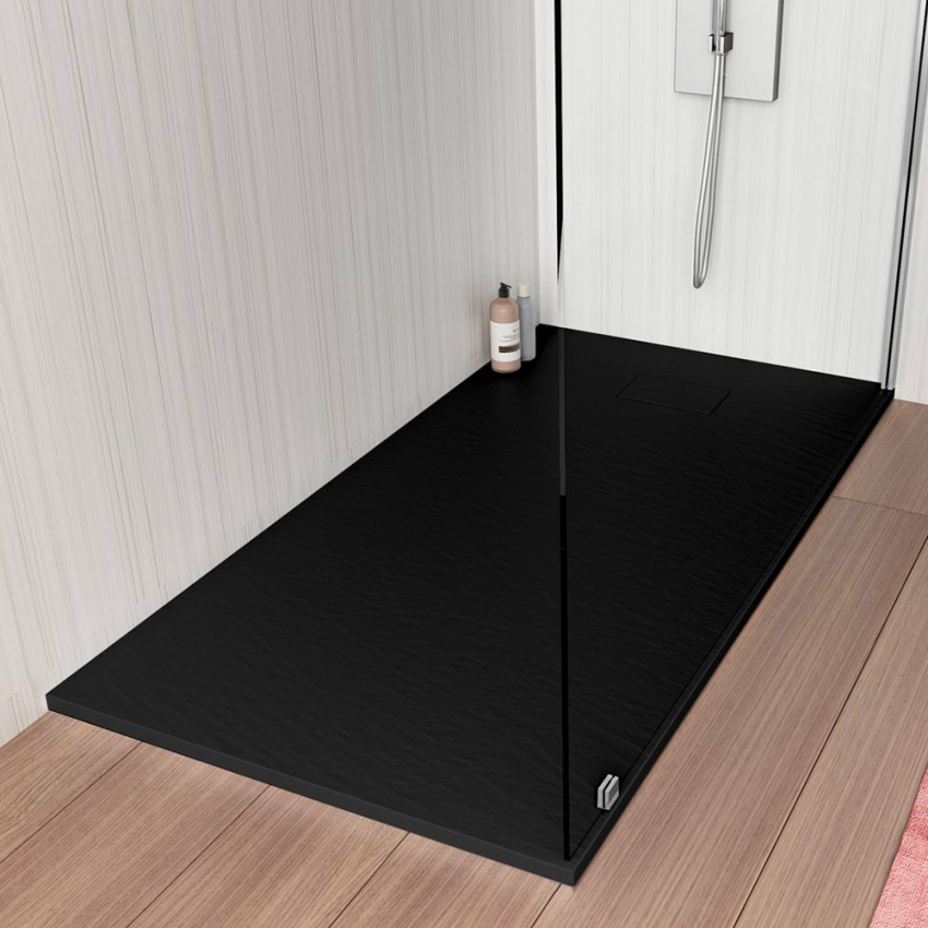 Plato de ducha a ras de suelo rectangular de resina 110x70 baño moderno Stone Promoción