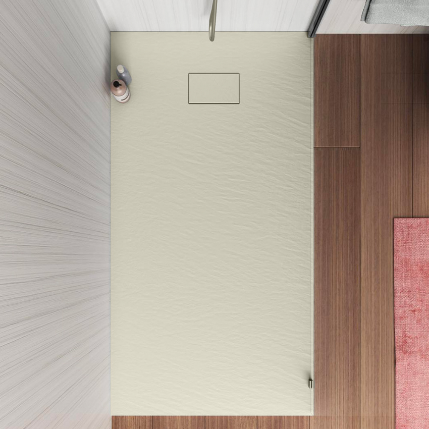 Plato de ducha a ras de suelo rectangular de resina 160x70 diseño moderno Stone Stock”>
                        <figcaption>
                            <a href=