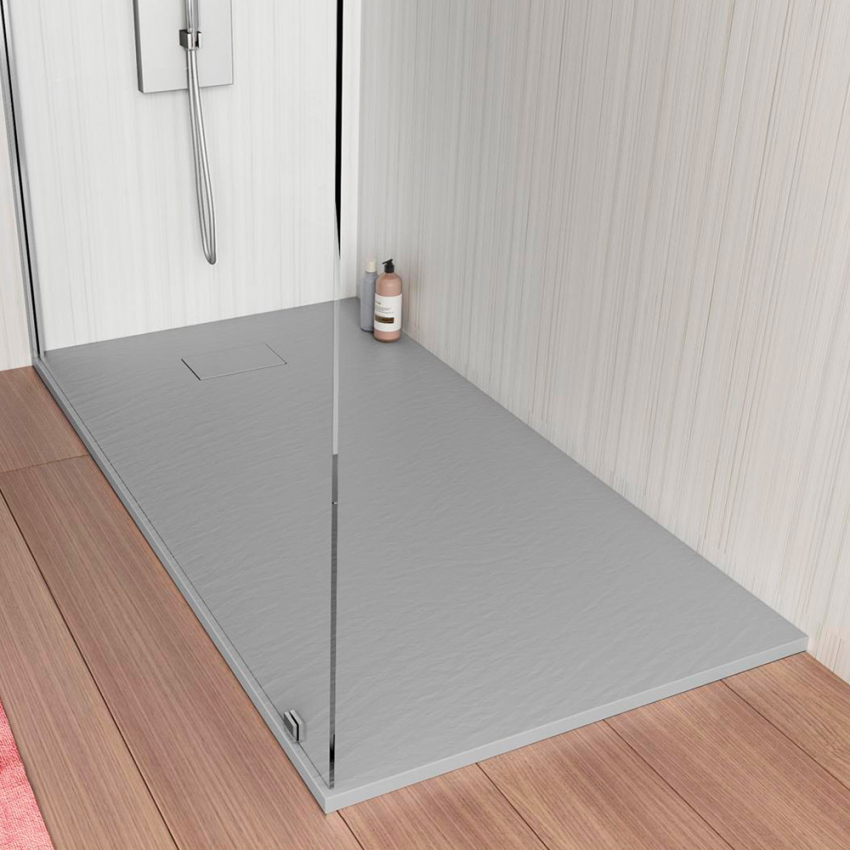 Plato de ducha a ras de suelo rectangular de resina 150x70 Stone Promoción