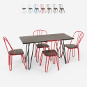 conjunto de mesa rectangular 120 x 60 con 4 sillas industriales de madera en acero, diseño magis Venta