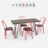 conjunto de mesa rectangular 120 x 60 con 4 sillas industriales de madera en acero, diseño Lix magis Venta